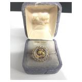 14k gold ring w/diamonds & Chinese panda coin