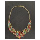 Multi colored rhinestone necklace
