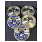 Group of 5 7 1/4" Marathon & Oldham saw blades