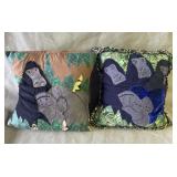 Pair of vintage folk art pillows
