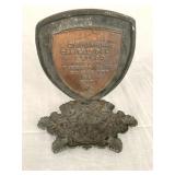 Antique Chihuahua Mexico gilt metal coat of arms