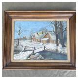Vintage signed W.D. Myers oil painting on board