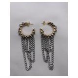 Gold and silver tone chain earrings