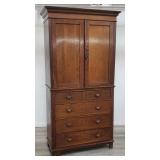 Vintage 2-piece linen press cabinet w/key