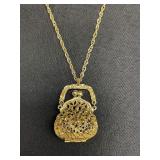 Vintage ornate purse necklace