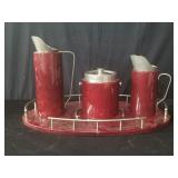 Art Deco serving set: pitcher, tray & ice bucket
