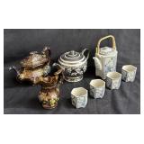 Group of tea pots & cups in box lot