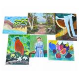 6 Vintage oil paintings on canvas