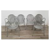 Group of metal mesh patio chairs