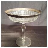 Vintage silver on glass compote