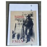 Vintage framed Salvadoran war poster