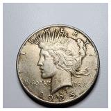1925 Peace US silver dollar coin