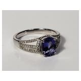 14k white gold ring with purple and white stones