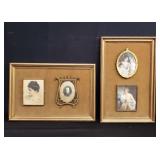 Pair of framed French miniature portrait prints