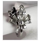 14kt white gold with large diamond rings