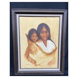 Signed Native American oil on canvas painting