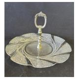 Vintage metal & glass serving tray