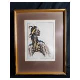 James A. Rome colored etching Indian