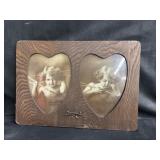Antique oak frames Cupid awake Cupid asleep