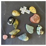 Group of 10 stone pendants