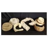 Box of hats, headband, and scarf