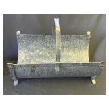 Vintage hammered metal firewood holder