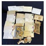 Group of vintage postcards & stamps