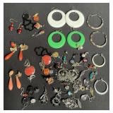 Group of costume jewelry earrings