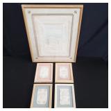 Group of signed cast paper art