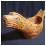 Carved wood seal bowl