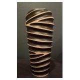 Geometric Wood Carved Vase