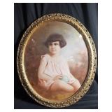 Signed, dated, oval framed, pastel on paper