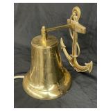 Brass ship bell with anchor and rope
