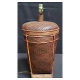 Vintage woven basket table lamp