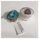 Carved turquoise pendant and watermelon