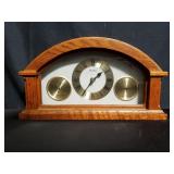 Wood mantel clock, with thermometer and