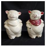 Pair of vintage USA pottery pig cookie jars