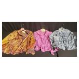 Group of designer-style silk shirts, marked