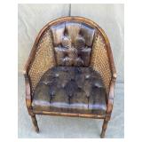 Vintage cane & leather chair