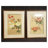 Pair of Asian paint on fabric