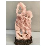 Large vintage Chinese carved rose quartz