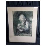 Signed painting on paper info on verso