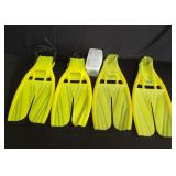 Pair of Scubapro twin jet fins and subgear goggles
