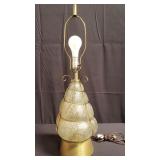 Crackle glass and brass table lamp