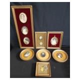 Group of French hand painted miniature portraits