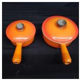 Le Creuset cast iron lidded pots