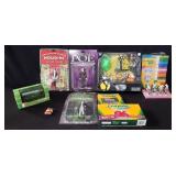 Box of miscellaneous; Crayola, action figures,