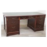 Vintage 4-piece mahogany leather top executive