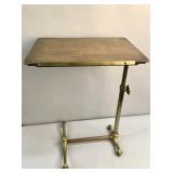 Antique adjustable brass and wood tray table