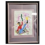 Signed oil painting on papyrus